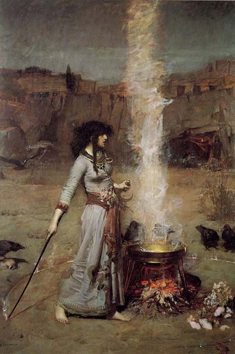 Magic Circle by John William Waterhouse, 1886. Waterhouse Paintings, John Waterhouse, The Magic Circle, Pre Raphaelite Paintings, Witch Painting, Vintage Witch Art, Pre Raphaelite Art, Arte Peculiar, Yennefer Of Vengerberg