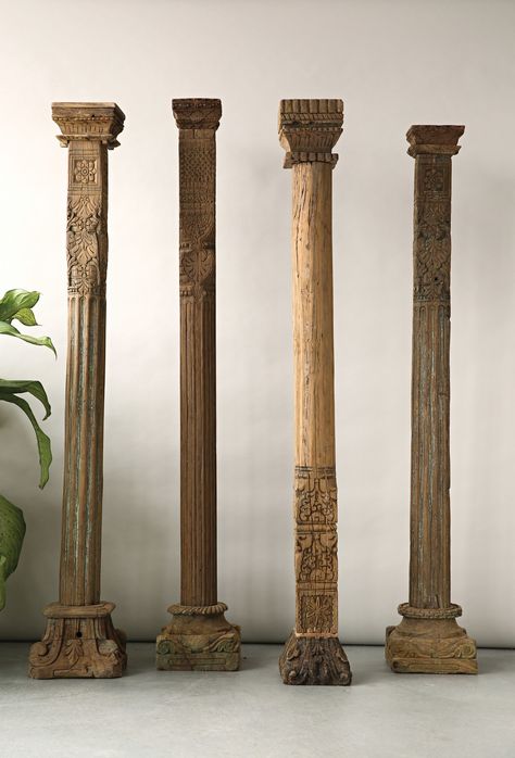 Found Vintage Wood Pillar Candlestick Support Column Ideas, Pillar Decor, House Pillars, Wood Pillars, Pillar Decorations, Columns Decor, Wood Column, Wooden Pillars, Wooden Columns