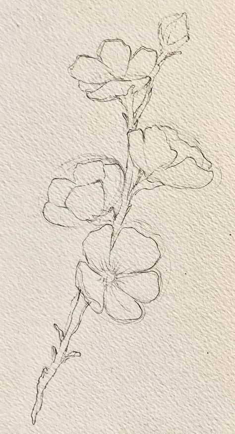 Flowers How To Draw, Flower Small Drawing, Shaded Drawings Pencil Easy, Drawing Inspo Flowers, Marker Art Flowers Easy, Easy Floral Sketches, Flowers Aesthetic Sketch, Falling Petals Drawing, Easy Sketches Flowers