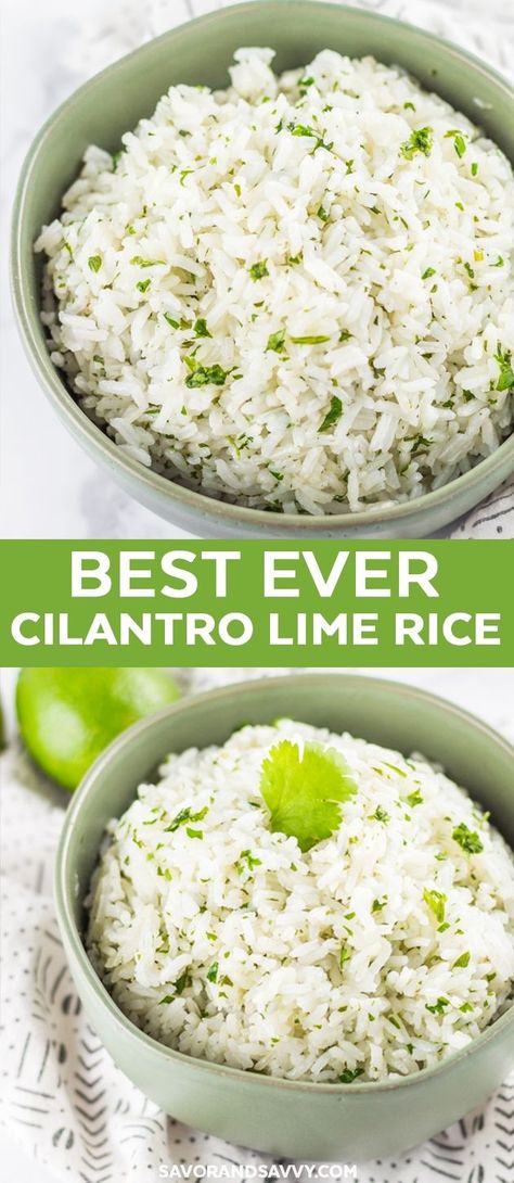 Homemade Burrito Bowl, Easy Cilantro Lime Rice, Cilantro Lime Rice Recipe, Lime Rice Recipes, White Rice Recipes, Easy Healthy Food, Cilantro Rice, Lime Rice, Cilantro Lime Rice