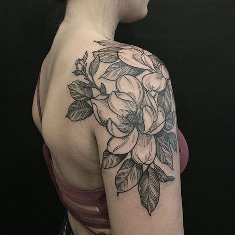 Cross Shoulder Tattoos, Cap Tattoo, Front Shoulder Tattoos, Shoulder Cap Tattoo, Flower Shoulder Tattoo, Magnolia Tattoo, Floral Tattoo Shoulder, Rose Shoulder Tattoo, Cross Tattoo For Men