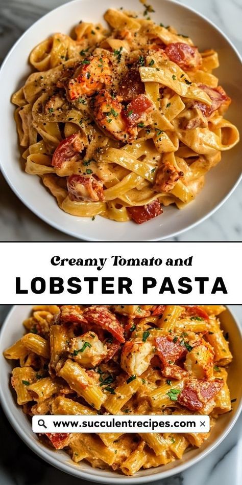 Whip up this Easy Creamy Tomato and Lobster Pasta for a memorable dinner that’s perfect for special occasions! With fresh ingredients and bold flavors, it’s a delightful dish that will impress your guests. Lobster Meat Recipes, Lobster Pasta Recipe, Lobster Pasta, Spicy Shrimp Tacos, Creamy Shrimp Pasta, Tomato Cream Sauce, Lobster Dishes, Lobster Meat, Garlic Butter Shrimp