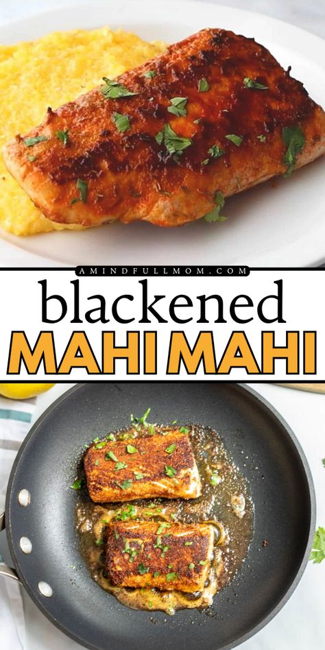 This Blackened Mahi Mahi recipe is an ideal weeknight dinner recipe. Boldly seasoned and quickly pan-seared, this flavorful mahi mahi recipe comes together in less than 15 minutes. Homemade Blackened Seasoning, Blackened Mahi Mahi, Frozen Fish Fillets, Mahi Mahi Recipes, Blackened Fish, Homemade Cajun Seasoning, Blackened Seasoning, Seafood Recipes Healthy, Easy Seafood