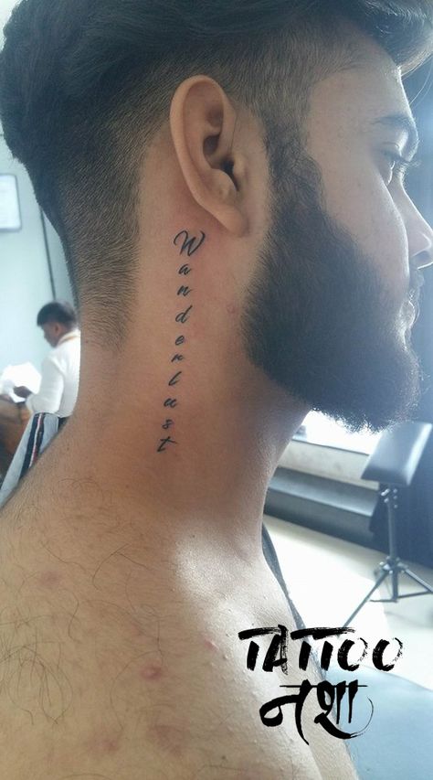 wanderlust tattoo wanderlust tattoo on neck neck tattoo by ravi sharma @tattoo nasha Vertical Neck Tattoo, Tattoo On Neck, Wanderlust Tattoo, Ravi Shankar, Subtle Tattoos, Neck Tattoo, Tattoo On, Behind Ear Tattoo, Tattoo Ideas