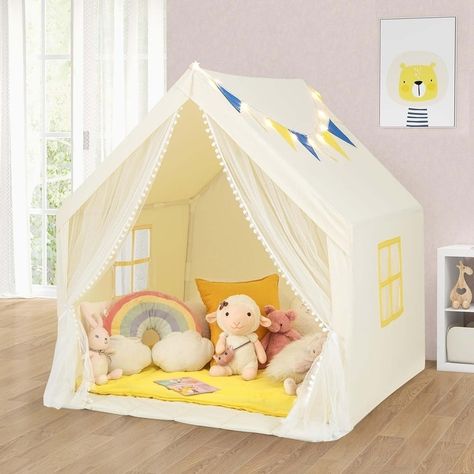 Large Play Tent Kids Toddlers Playhouse with Washable Cotton Mat - Bed Bath & Beyond - 39476333 Boys Playhouse, Toddler Tent, Rich Accessories, Toddler Playhouse, Childrens Tent, Childrens Playhouse, Star String Lights, Star Lights, Cozy Reading Corners