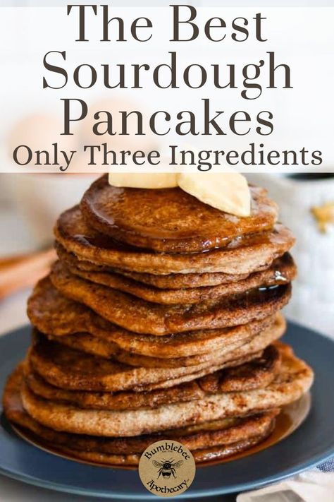 This sourdough pancakes recipe is quick and easy to make, uses only three ingredients, and is a great way to use up extra sourdough starter discard. This recipe is one of our favorite things to have for breakfast. They’re a really easy way to enjoy the benefits of properly prepared grains. You're kids will love them. Save Now, Make Later! Things To Have For Breakfast, Pancakes Easy Recipe, Sourdough Pancake Recipe, Sourdough Discard Pancakes, Discard Pancakes, Sourdough Pancakes Recipe, Sourdough Starter Discard, Sourdough Pancakes, Sourdough Starter Discard Recipe