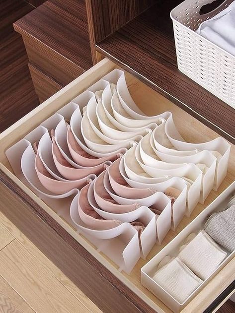 Amazon.com: Closet Underwear Organizer Drawer Divider, Wardrobe Plastic Bra Storage Box,6pcs/Set,White : Home & Kitchen Bra Organizer, Bra Organization, Bra Storage, Closet Cabinet, Drawer Divider, Cupboard Drawers, Closet Cabinets, Organize Drawers, Drawer Dividers