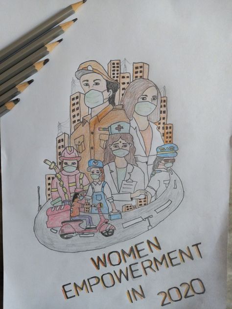 Pencil art Women Empowerment Poster Drawing, Drawing On Women Empowerment, Women Empowerment Rangoli Designs, Art Sketches Women Empowerment, Poster Making Ideas For Women Empowerment, Kalayaan Poster Making, Creative Posters On Women Empowerment, Women Empowerment Drawing, Painting On Women Empowerment