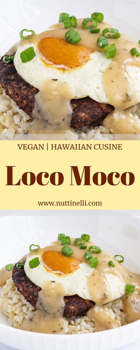 Vegan Hawaiian Loco Moco Ginger Wellness Shots, Vegan Burger Recipe, Steamed Sweet Potato, Hawaiian Recipes, Vegan Asian Recipes, Hawaiian Dishes, Vegan Breakfast Easy, Wellness Shots, Vegan Lunch Recipes