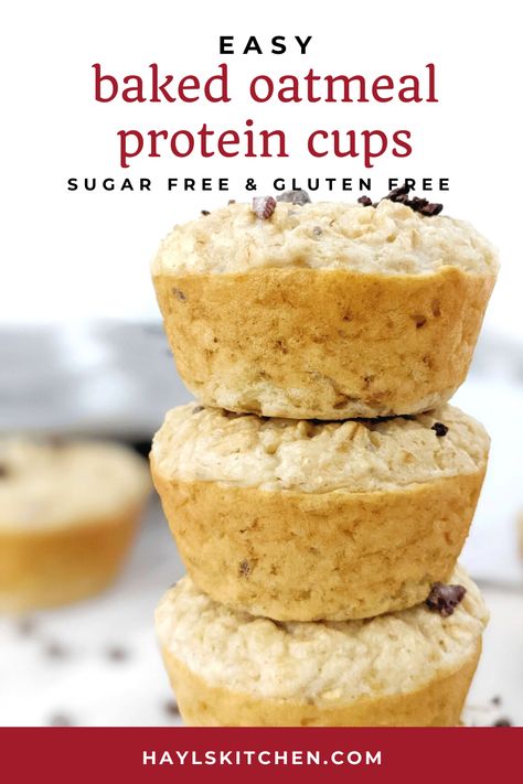 High Protein Muffin Tin Recipes, High Protein Oat Muffins, Low Carb High Protein Muffins, Protein Oatmeal Muffins, Baked Oatmeal Protein, Protein Items, Protein Powder Muffins, Protein Cups, Easy Baked Oatmeal