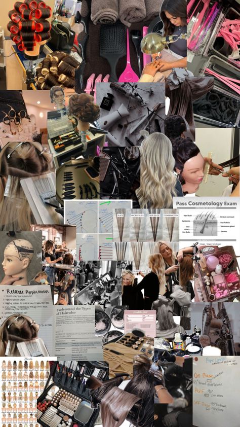 Cosmetology Collage, Cosmotology Pictures School, Hair School Aesthetic, State Board Cosmetology, Kristina Core, Cosmetologist Aesthetic, Cosmetology Aesthetic, Hairstylist Career, Beauty School Cosmetology