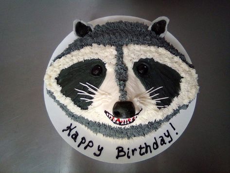 Raccoon Birthday Party Ideas, Raccoon Cake Ideas, Raccoon Cake Birthday, Fondant Raccoon Tutorial, Raccoon Cake, Raccoon Party, Raccoon Birthday, Happy Birthday Raccoon Meme, Cake Strawberry