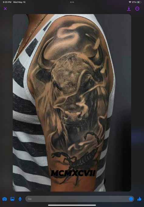 Realistic Bull Tattoo, Butterfly Zodiac, Tattoo Taurus, Half Arm Sleeve Tattoo, Taurus Bull Tattoos, Tattoo Zodiac, Scorpio Zodiac Tattoos, Bull Tattoo, Taurus Tattoo