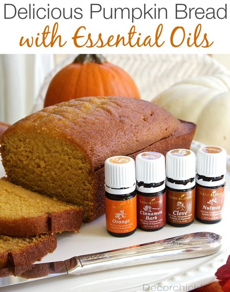 Best Pumpkin Bread Recipe (With a Twist!) - Decorchick! Living Food Recipes, Essential Oil Food Recipes, The Best Pumpkin Bread, Best Pumpkin Bread Recipe, Best Pumpkin Bread, Living Oils Recipes, Cooking With Essential Oils, Young Living Recipes, Doterra Recipes