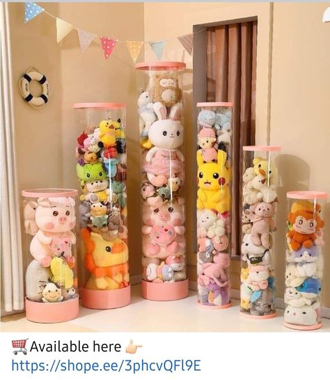 Plushie Storage Ideas Adult, Displaying Plushies, Plushies Shelves, Stuffed Animal Organization, Kawaii Plushie Storage, Stuffed Animal Display, Plushy Collection Display, Plushie Display, Storing Teddies In Bedroom