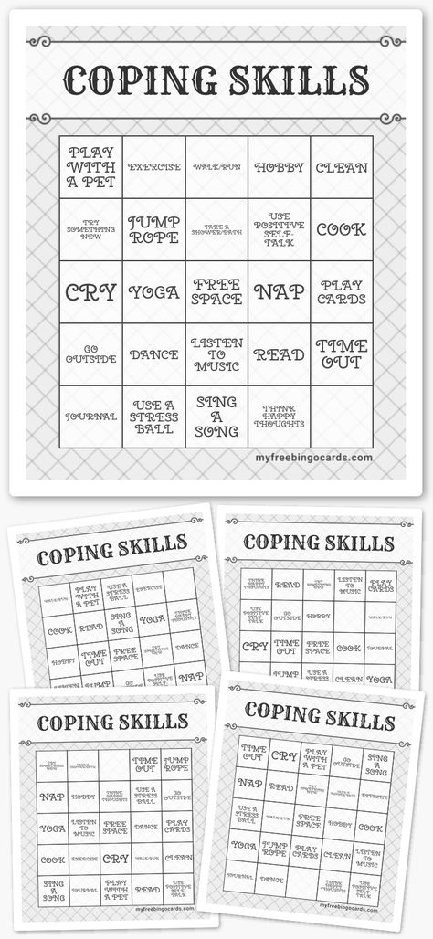 Coping Skills Bingo Free Printable, Coping Skills Bingo, Postpartum Support, Bingo Printable, Number Words, Music Sing, Group Therapy, Find Someone Who, Bingo Cards