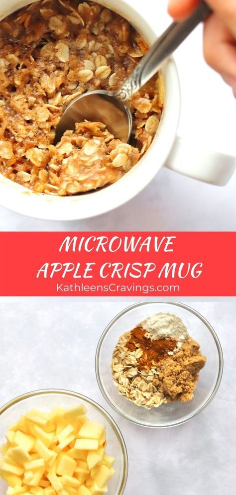 Apple Crisp Recipe Single Serving, Apple Crisp Recipe For One, Apple Crumble Recipe Single Serving, Apple Crumble In A Mug Recipe, Single Serve Peach Crisp Microwave, One Person Apple Crisp, Apple Pie In A Mug Microwave, Apple Mug Pie, Single Serve Apple Crisp Healthy