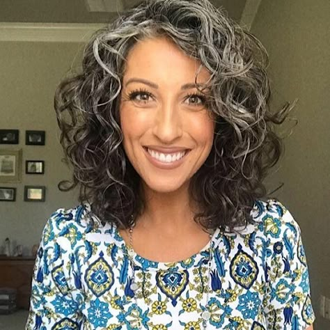 How To Go Gray Gracefully Dark Hair, Embrace Aging, Curly Silver Hair, Silvery Blonde, Grey Blending, Amazing Gray, Going Gray Gracefully, Boho Mother, Grey Curly Hair