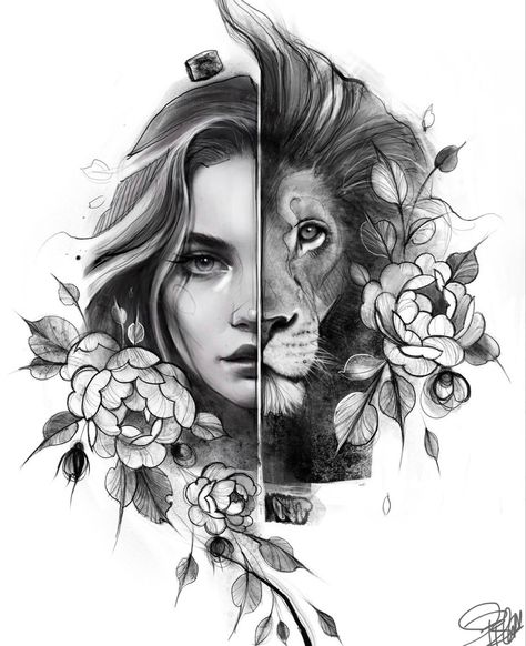 Lioness Tattoo Design For Women, Girl Tattoo Ideas, Geometric Tattoo Sleeve Designs, Fierce Tattoo, Lion Art Tattoo, Bali Tattoo, Big Cat Tattoo, Face Tattoos For Women, Lioness Tattoo