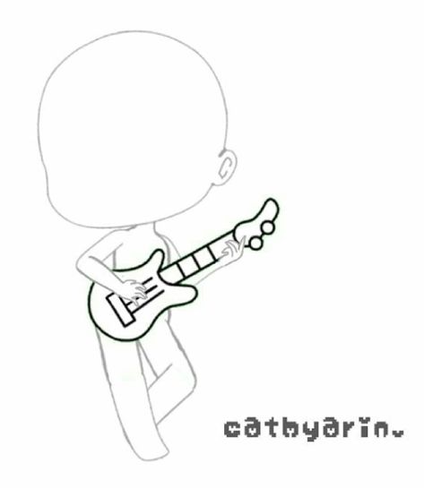 Chibi Guitar, Pose Chibi, Guitar Pose, Pose Gacha, Base Gacha, Gacha Pose, Gacha Poses, Gacha Base, Cute Eyes Drawing