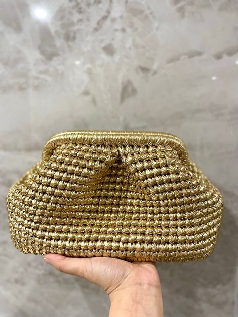 Bronze Metallic Beach Wedding Pouch Clutch Bag, Evening Knitting Bag, Handmade Crochet Clutch Bag, Wedding Clutch - Etsy Canada Wedding Guest Bags, Crochet Clutch Bags, Designer Clutch Bags, Handmade Clutch, Wedding Clutch, Metallic Yarn, Gold Bag, Metallic Bag, Bag Collection