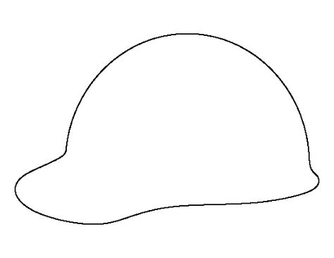 Hart hat pattern. Use the printable outline for crafts, creating stencils, scrapbooking, and more. Free PDF template to download and print at http://patternuniverse.com/download/hard-hat-pattern/ Construction Hat Craft, Construction Hat Template, Fireman Hat Template, Community Helpers Hats Templates, Firefighter Hat Template, Welding Cap Pattern Free Printable, Construction Hat, Hat Template, Free Printable Crafts