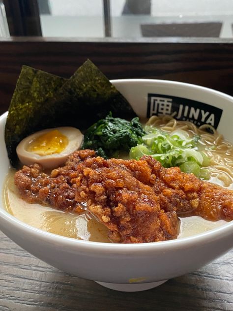 Bar Food Ideas, Jinya Ramen, Karaage Chicken, Japanese Bar, Ramen Bar, Chicken Ramen, Bar Food, Cute Little Tattoos, Random Anime