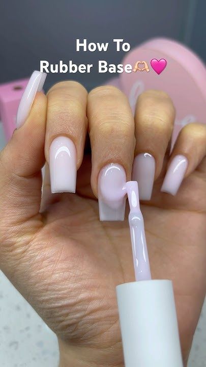 The easy way! How to apply rubber base. #nails #rubberbase Painting Press On Nails Diy, How To Apply Rubber Base Gel, How To Do Nails At Home, Rubber Base Gel Nails, Rubber Base Nails, Rubber Gel Nails, Prepping Nails, Rubber Nails, Base Nails