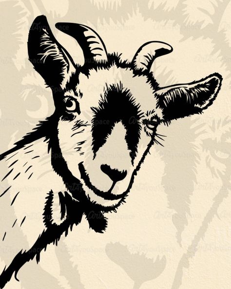 Goat Face Drawing, Goat Tattoo Design, Abstract Goat, Svg Animals, Happy Goat, Leg Tattoo, Hand Embroidery Stitches, Sgraffito, Photo Op