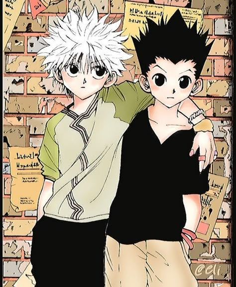 Gon And Killua Matching Icons Manga, Hunter X Hunter Colored Manga, Killua Looking At Gon, Hxh Colored Manga, Killua Manga Colored, Gon And Killua Manga, Manga Colored Wallpaper, Gon And Killua Fanart, Killua And Gon Fanart