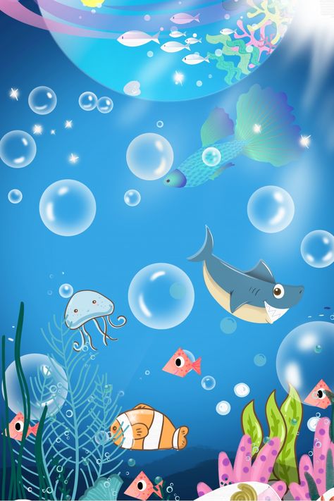 Underwater Cartoon Backgrounds, Aquarium Poster, World Friendship Day, Underwater Cartoon, World Peace Day, Underwater Background, Fish Background, World Smile Day, Whale Stuffed Animal