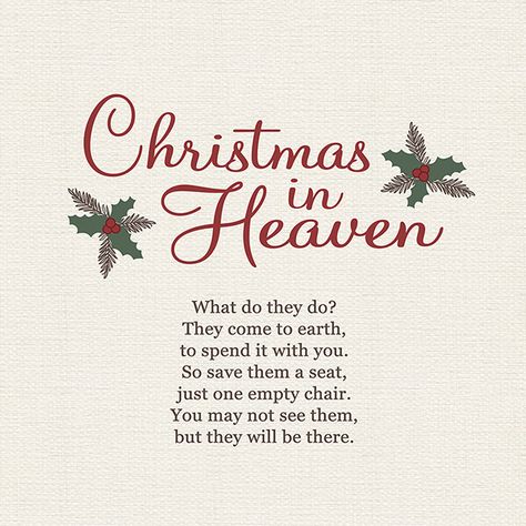 Christmas In Heaven Quotes, Memorial Pillows, Christmas In Heaven Poem, In Heaven Quotes, Heaven Design, Merry Christmas In Heaven, Heaven Poems, Best Christmas Quotes, Christmas Verses