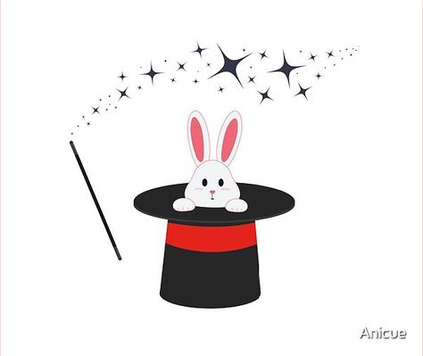 Magic is happening. A cute bunny appeared in the magic hat. Bunny In Hat Magic, Magic Hat Drawing, Magic Hat Illustration, Classroom Carnival, Rabbit In A Hat, Magic Bunny, Magic Rabbit, Easter Crafts Preschool, Magic Drawing