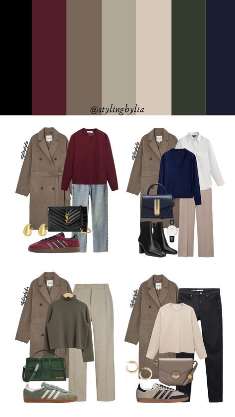 Classic Style Ideas, Winter Colours Outfits, Soft Autumn Colors To Avoid, Fall Outfits For Winter Palette, Fall Colours Outfit, Winter Color Palette Outfit Ideas, Autumn Color Outfit Ideas, Wardrobe Color Palette Ideas, Deep Color Outfits