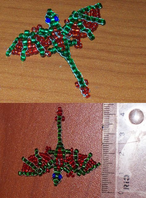 Tiny Beaded Dragon by Marahuta Beaded Decorations, Bead Spider, Beaded Dragon, Bead Lizard, Pony Bead Animals, Bead Animals, Pony Bead Projects, Pony Bead Crafts, Seed Bead Crafts