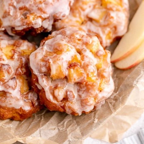 Apple Fritters - Live Well Bake Often Baked Apple Fritters, Puff Pastry Cream Puffs, Cream Horns, Apple Recipes Easy, Yummy Fall Recipes, Fried Apples, Baked Apple, Fritter Recipes, Apple Fritters