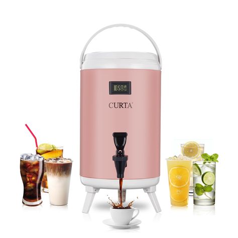 PRICES MAY VARY. 🍹Leak-proof Function: the drink dispenser adopts a one-piece inner liner without splicing structure; and is equipped with leak-proof taps and filters, which can ensure smooth filtration without residue or leakage. 🍹Multi-Layer Insulation: Our hot and cold drink dispenser features double-layer 304 stainless steel construction and PU foam layer, which is durable and safe for enhanced thermal insulation, and can withstand liquids from -58℉ to 230℉. 🍹Visual Thermometer: Our hot b Hot Beverage Dispenser, Hidden Handle, Coffee Dispenser, Coffee Carafe, Beverage Dispensers, Beverage Dispenser, Apartment Essentials, Drink Dispenser, Cold Drink