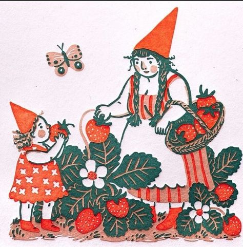 Jenny Miriam Illustration, Phoebe Whal Illustration, Whimsical Cottage Art, Gnome Garden Drawing, Fairy Garden Illustration, Phoebe Wahl, Happy June, Cottage Art, Cpr