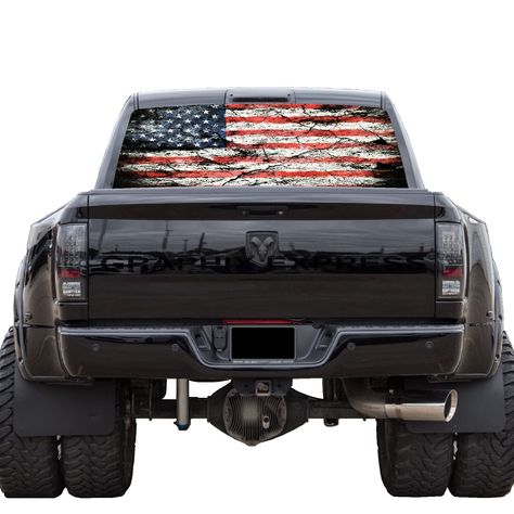 Decals For Trucks, American Flag Decal, Window Graphics, Flag Decal, Window Vinyl, Vinyl Wrap, Rear Window, Window Decals, Usa Flag