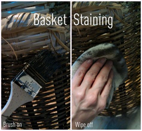 Stain a wicker basket. I have so many of these & they will look much better darker Resin Wicker Furniture, Designing Jewelry, Basket Makeover, Diy Staining, Plus Style, Painted Wicker, Basket Crafts, Wicker Decor, Diy Basket