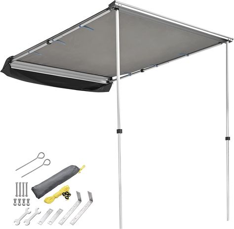 [Compatibility]: 77 3/16" x 55 1/4" x 86 5/8" Car Side Awning offers 30 sq.ft large shading area for outdoor activities; fits most vehicles with rooftop rails and compatible with rail width less than 3 3/8", distance between rail and roof more than 13/16" and the space of mounting 2 brackets should be more than 27 9/16" in length Suv Awning, Car Awnings, Portable Garage, Awning Shade, Simple Setup, Lock Design, Retractable Awning, Suv Trucks, Car Side