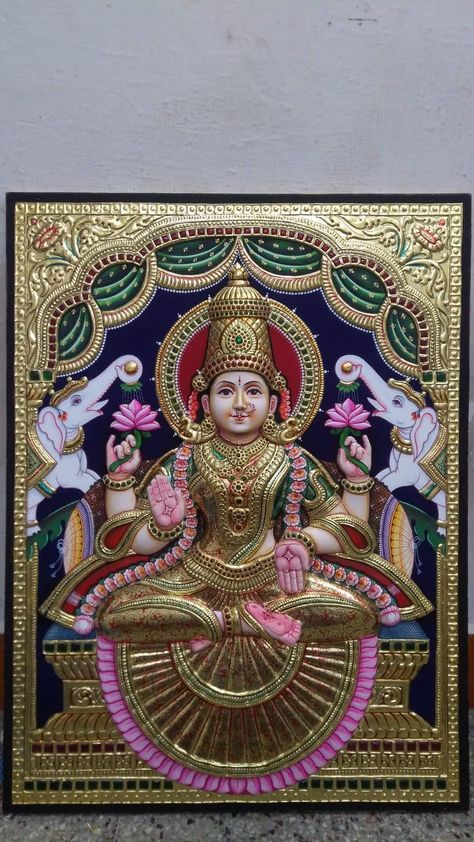 Pooja Shelf, Thanjavur Painting, Varalakshmi Pooja, Tanjore Art, Indian Traditional Paintings, God Pics, Kerala Mural Painting, Indian Art Gallery, Pichwai Paintings