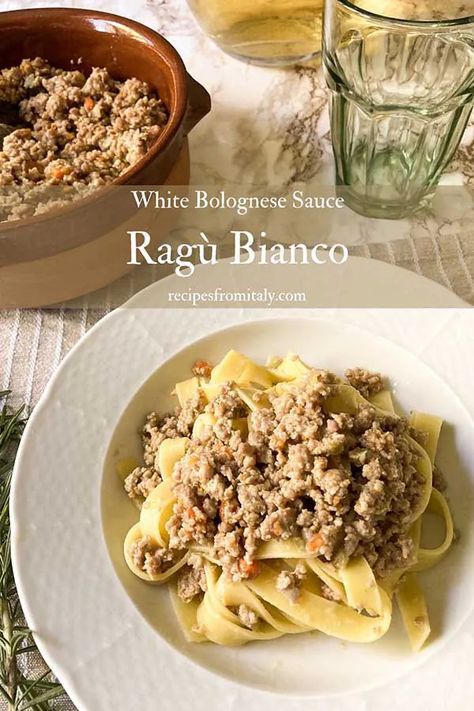 White Bolognese, Chicken Bolognese, Homemade Fettuccine, Pork Ragu, Ragu Sauce, Ragu Recipe, Cooking With White Wine, White Sauce Pasta, Meat Pasta