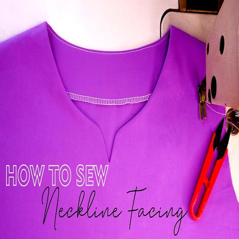 Mylene Quitzon - How to Sew Neckline Facing - Neck Sewing Techniques Tutorial for Beginners Sew Neckline, Necklace For Neckline, Kaftan Pattern, Sewing Blouses, Knit Baby Sweaters, Diy Clothes Design, Dress Tutorials, Kurti Neck Designs, Sewing Patterns For Kids