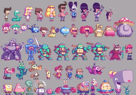 Paul Robertson's take on Nickelodeon | Nickelodeon | Know Your Meme Paul Robertson Pixel Art, Paul Robertson, How To Pixel Art, Nickelodeon Characters, Pixel Life, Pixel Gif, Pixel Characters, Gameboy Color, Pixel Animation