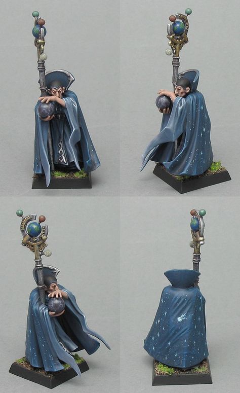 Empire Celestial Wizard Frostgrave Wizards, Wizard Miniatures, Mage Staff, Celestial Wizard, Blue Wizard, Female Wizard, Warhammer Empire, Warhammer Quest, Wizard Robes