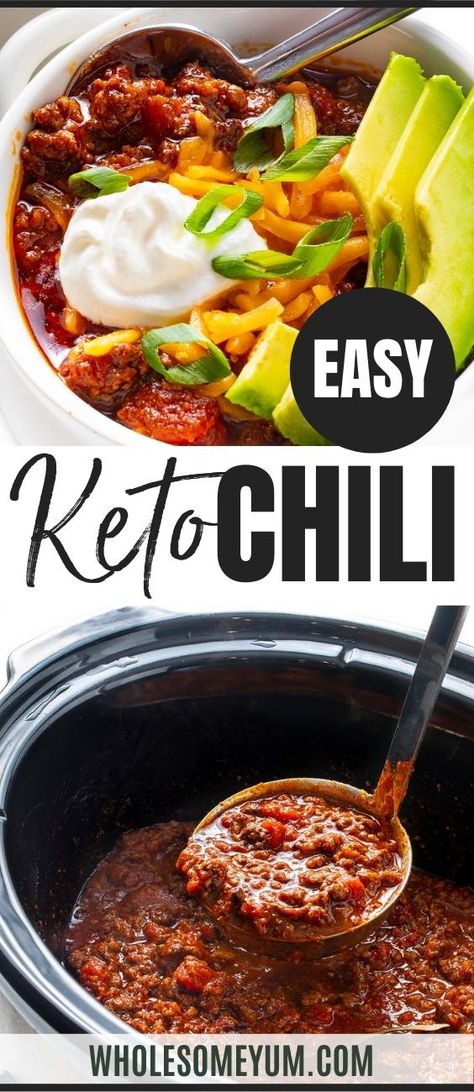 Easy Keto Chili, Low Carb Chili Recipe, Keto Chili, Beef Chili Recipe, Low Carb Chili, Keto Beef, Recipe Low Carb, Keto Crockpot Recipes, Chilli Recipes