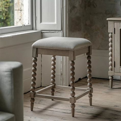 The Artisan Oak Collection is back in stock 👏 The play on a classic look emphasises the hand-crafted bobbing detail down each leg. This eye-catching design feature is created by turning the wood on a lathe, a task carried out by the finest craftsmen. Link in bio #oakdiningtable #limewash #oaksideboard #sideboardstyling #neutralhome #neutraltones #neutrallivingroom #neutralfarmhouse Oak Bar Stools, Fabric Bar Stool, Lime Wash, Oak Stool, Wooden Bar Stools, Upholstered Stool, Kitchen Stools, Wooden Bar, Fabric Seat