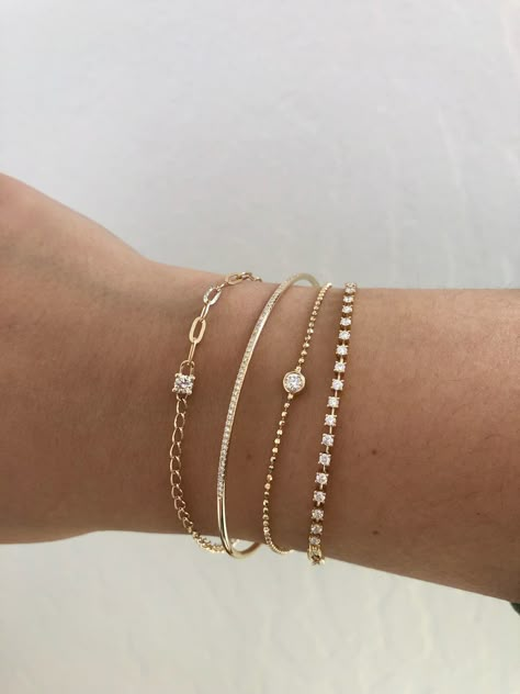 Sabrina Bracelet – Kasia J. Formal Bracelets, Everyday Gold Bracelet, Single Diamond Bracelet, Gold Bracelet Stack, Stacked Bracelets, Everyday Bracelet, Wrist Jewelry, Luxe Jewelry, Small Bracelets