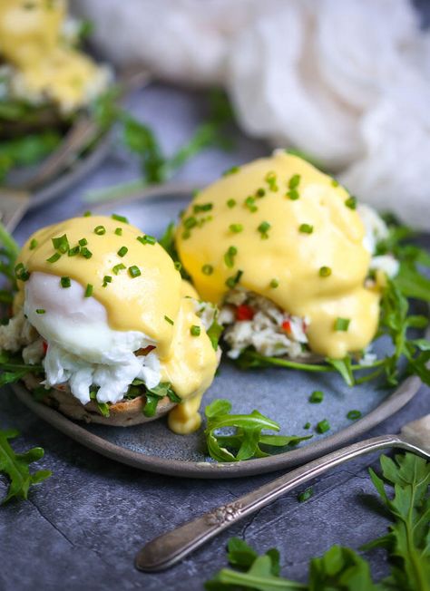 17 Eggs Benedict Recipes to Make for Brunch Eggs Benedict With Crab, Crab Benedict Gordon Ramsay, Crab Eggs Benedict Recipe, Eggs Benedict Variations, Crab Benedict Recipe, Fresh Crab Salad, Eggs Benedict Salmon, Crab Eggs Benedict, Crab Benedict